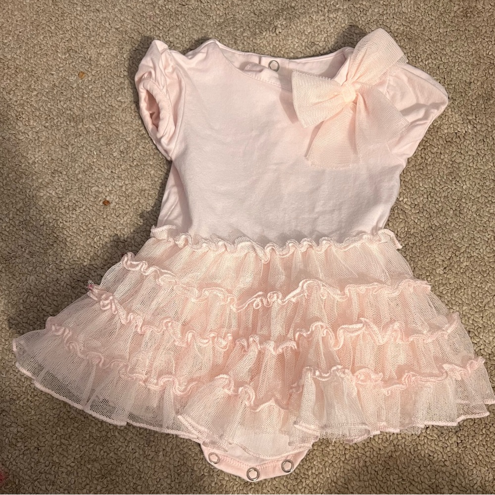 Baby Girls Pink Ruffle Tulle One-Piece Bodysuit